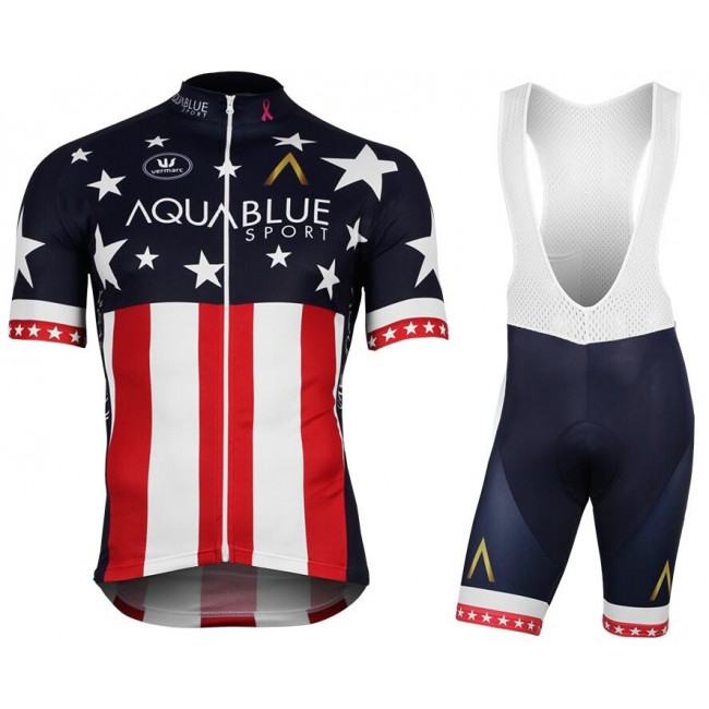 2017-2018 AQUA BLUE SPORT Amerikanischer Champion Fahrradbekleidung Satz Fahrradtrikot Kurzarm Trikot und Kurz Trägerhose