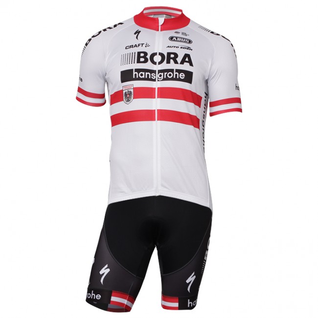 2017-2018 Bora Hansgrohe Österreichischer Meister Fahrradbekleidung Radtrikot Satz Kurzarm+Kurz Radhose