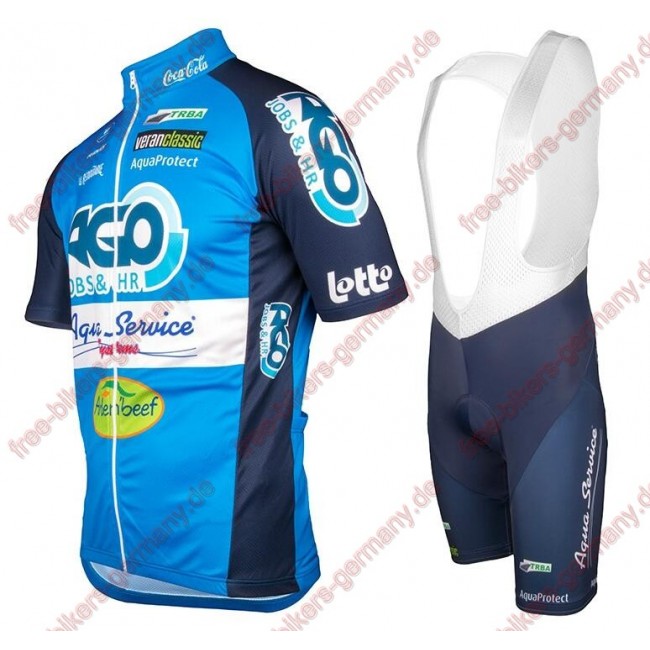 Radsport AGO-AQUA SERVICE 2018 Radbekleidung Satz Trikot Kurzarm+Trägerhosen Set