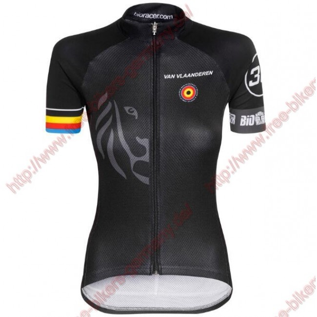 Radsport Bioracer Van Vlaanderen Damen schwarz 2018 Trikot Kurzarm