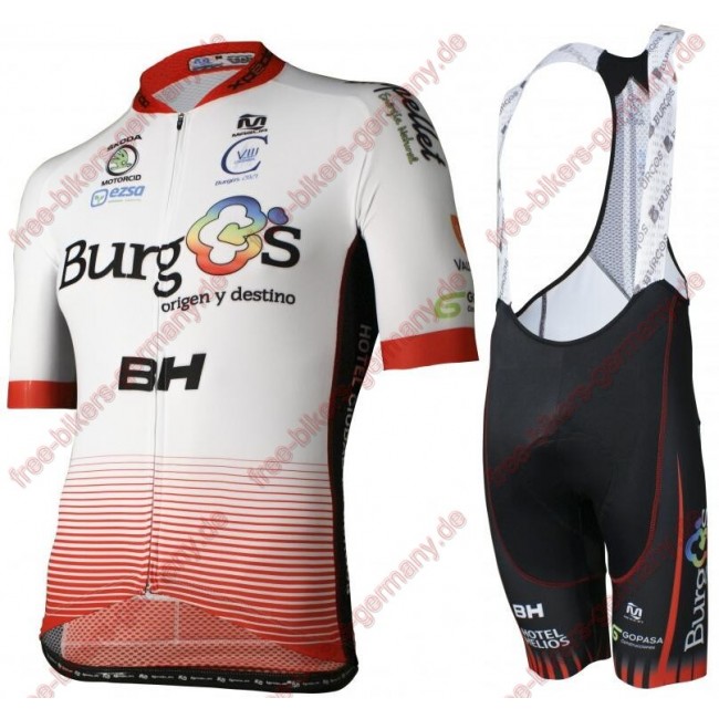 Radsport Burgos BH Pro Team 2018 Radbekleidung Satz Trikot Kurzarm+Trägerhosen Set