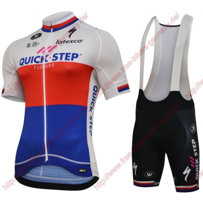 Radsport Quick Step Floors 2018 Czech champion Radbekleidung Satz Trikot Kurzarm+Trägerhosen Set