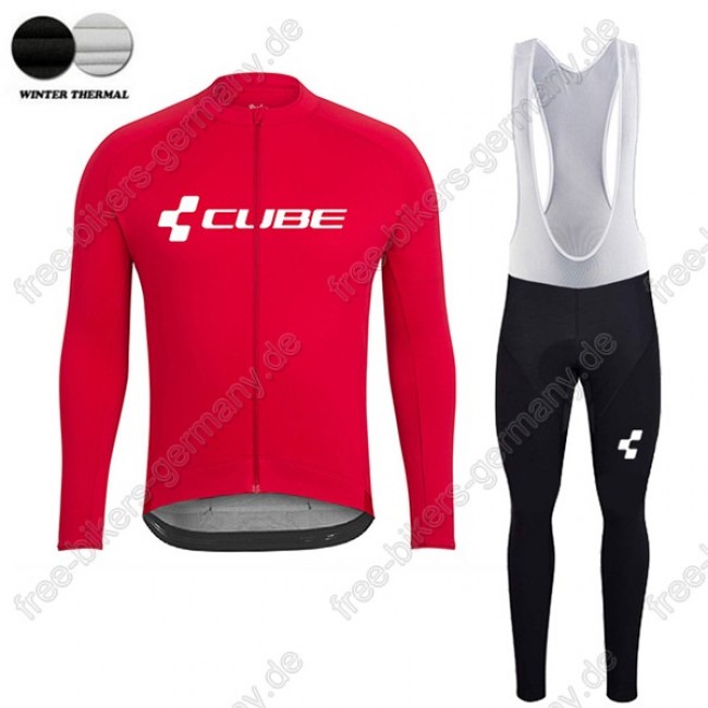 Profiteam 2018 Cube rot winter thermal fleece Fahrradbekleidung Trikot Langarm+Lang Trägerhose