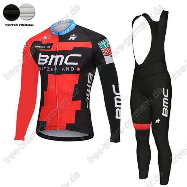 Profiteam 2018 BMC Pro winter Fahrradbekleidung Trikot Langarm+Lang Trägerhose