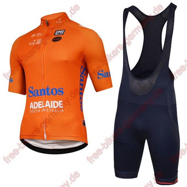 Profiteam 2018 TOUR DOWN UNDER Santos Radbekleidung Satz Trikot Kurzarm+Trägerhosen Set