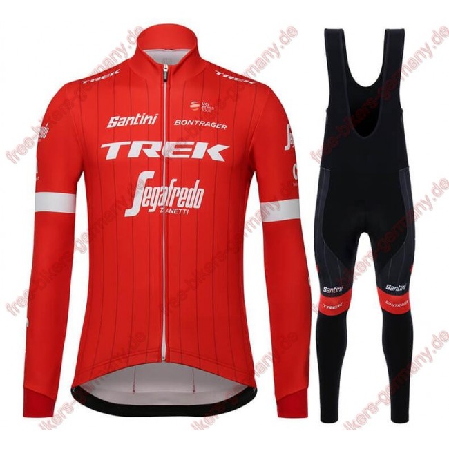 Profiteam 2018 Trek Segafredo rot Fahrradbekleidung Trikot Langarm+Lang Trägerhose