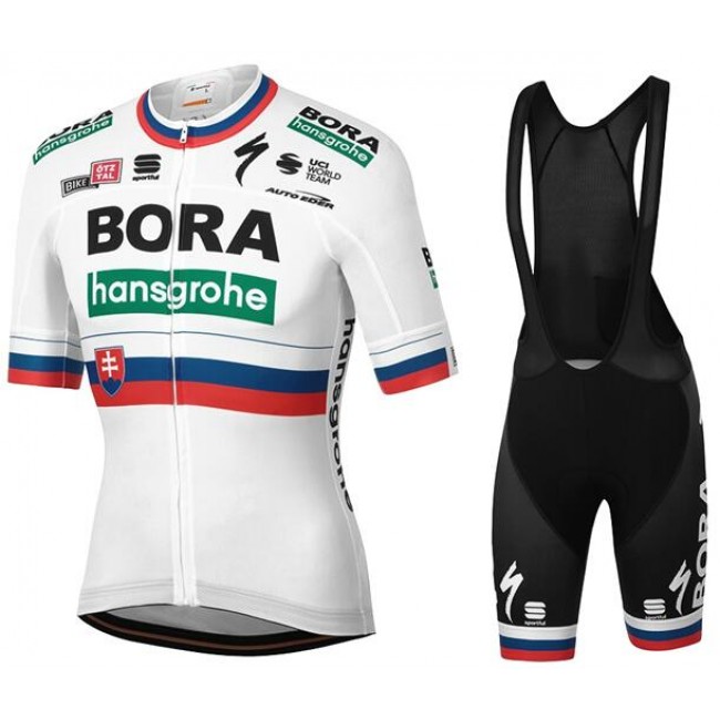 Fahrradbekleidung Radsport 2020 BORA-hansgrohe Slowakischer Meister Radbekleidung Satz Trikot Kurzarm+Trägerhosen Set Outlet