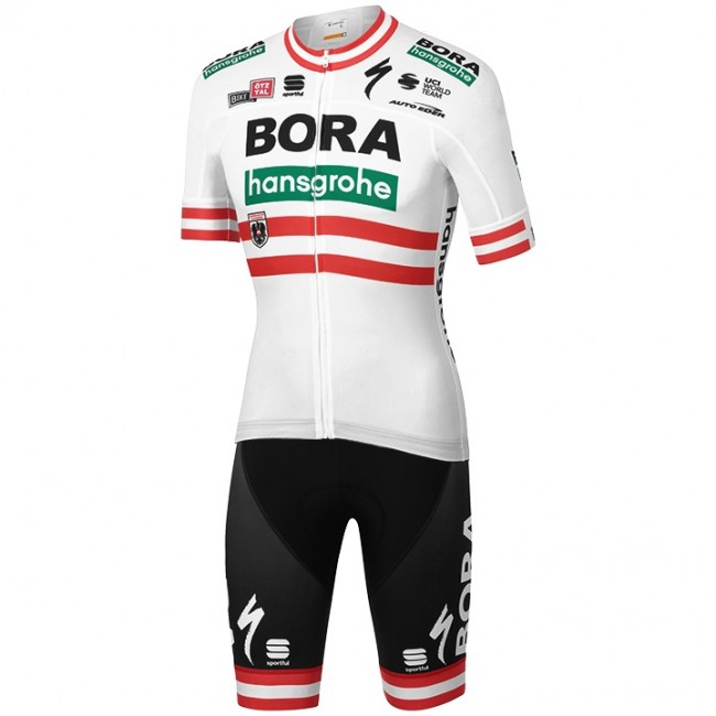 Fahrradbekleidung Radsport 2020 BORA-hansgrohe Austrian Champion Radbekleidung Satz Trikot Kurzarm+Fahrradhose Set Outlet