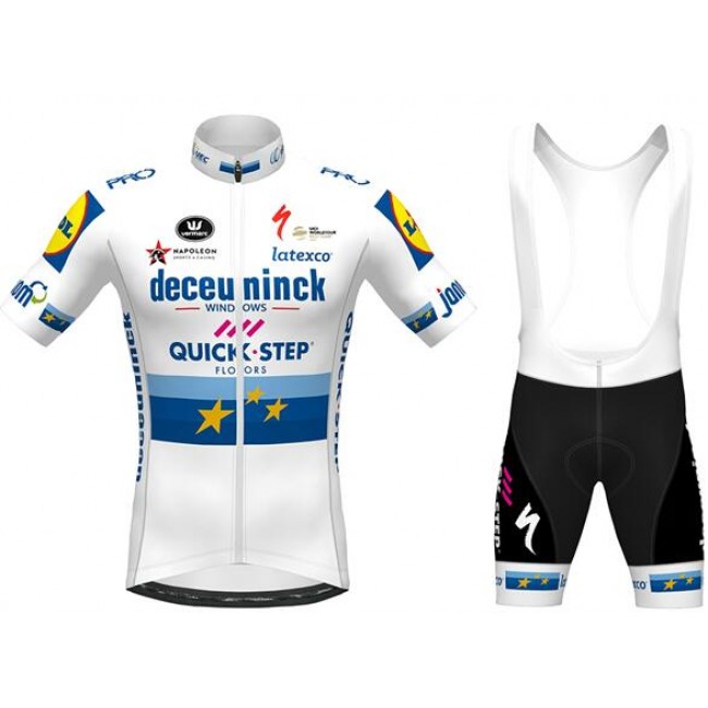 Fahrradbekleidung Radsport 2020 DECEUNINCK QUICK-STEP European Champion Radbekleidung Satz Trikot Kurzarm+Trägerhosen Set Out