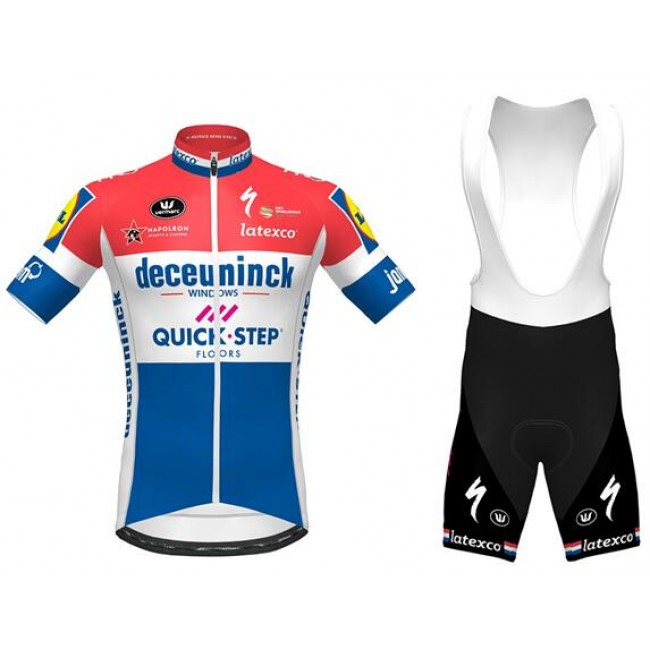 Fahrradbekleidung Radsport 2020 DECEUNINCK QUICK-STEP Dutch Champion Radbekleidung Satz Trikot Kurzarm+Trägerhosen Set Outlet