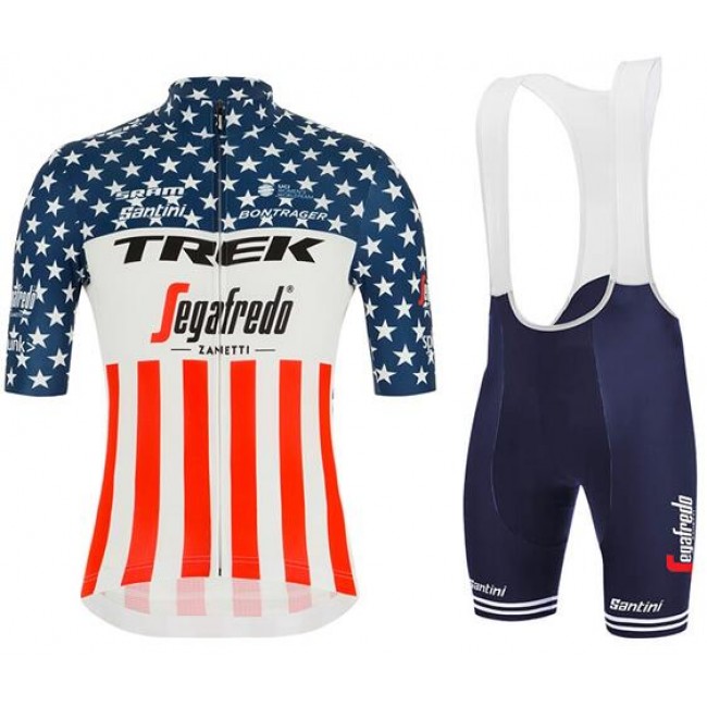 Fahrradbekleidung Radsport 2020 TREK-SEGAFREDO Amerikanischer Meister Radbekleidung Satz Trikot Kurzarm+Trägerhosen Set Outle