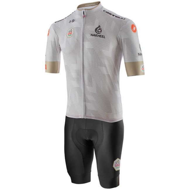 Fahrradbekleidung Radsport 2020 UAE Tour Radbekleidung Satz Trikot Kurzarm+Fahrradhose Set Outlet Weiß