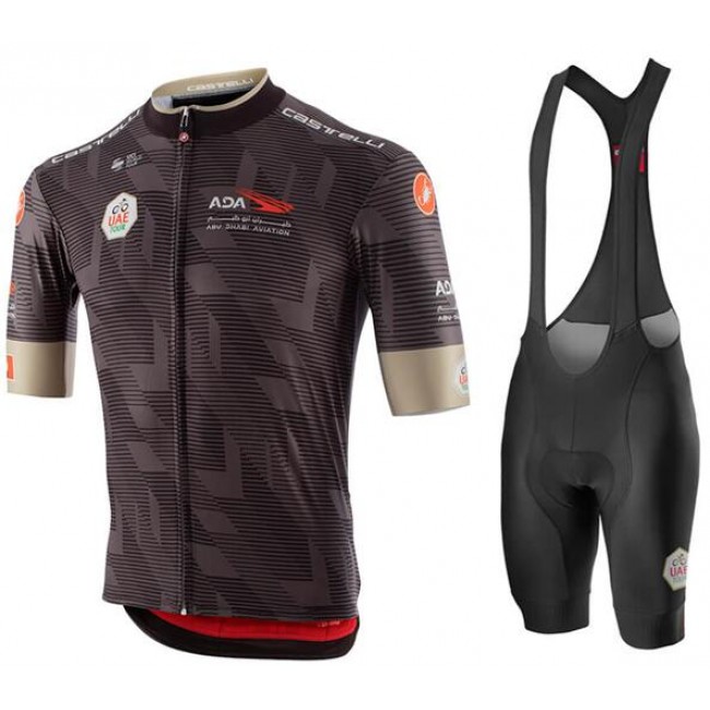 Fahrradbekleidung Radsport 2020 UAE Tour Radbekleidung Satz Trikot Kurzarm+Trägerhosen Set Outlet schwarz