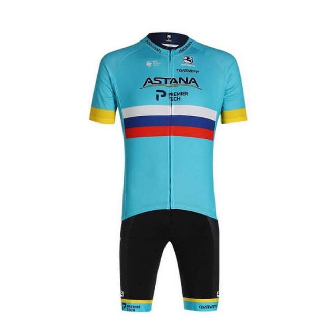 Fahrradbekleidung Radsport 2020 ASTANA PRO TEAM Russian Champion Radbekleidung Satz Trikot Kurzarm+Trägerhosen Set Outlet S9