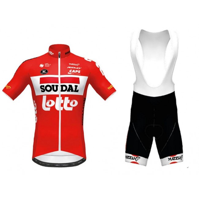 Fahrradbekleidung Radsport 2020 Lotto Soudal TdF Radbekleidung Satz Trikot Kurzarm+Trägerhosen Set Outlet rot Weiß MJ5HC