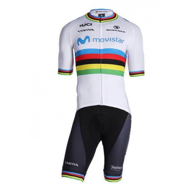 Fahrradbekleidung Radsport 2020 MOVISTAR TEAM World Champion Radbekleidung Satz Trikot Kurzarm+Trägerhosen Set Outlet QLER1