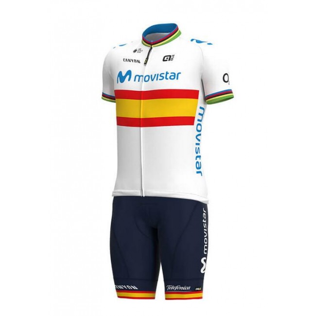 Fahrradbekleidung Radsport 2020 MOVISTAR TEAM Spanish Champion Radbekleidung Satz Trikot Kurzarm+Trägerhosen Set Outlet ZL4N