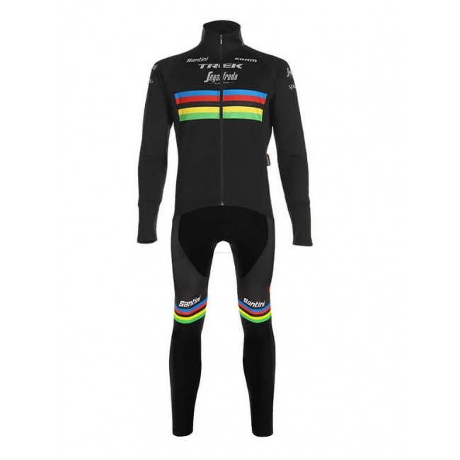 Fahrradbekleidung Radsport 2020 TREK SEGAFREDO WORLD CHAMPION Set Radbekleidung Trikot Langarm+ Trägerhosen Schwarz B2GU7