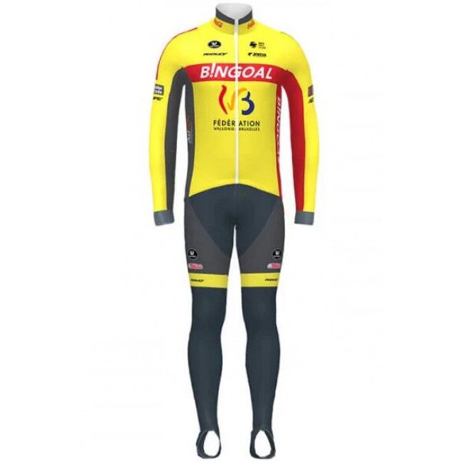 Fahrradbekleidung Radsport 2020 WALLONIE BRUXELLES Set Radbekleidung Trikot Langarm+ Trägerhosen 32HWL