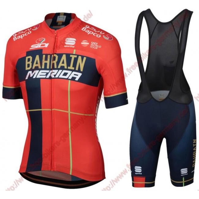 Profiteams Team Bahrain Merida 2019 Radbekleidung Satz Trikot Kurzarm+Trägerhosen Set Outlet
