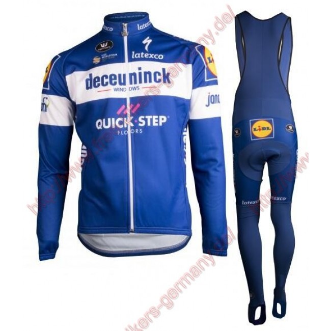 Profiteams DECEUNINCK-QUICK-STEP 2019 Radsport Fahrradbekleidung Trikot Langarm+Lang Trägerhose