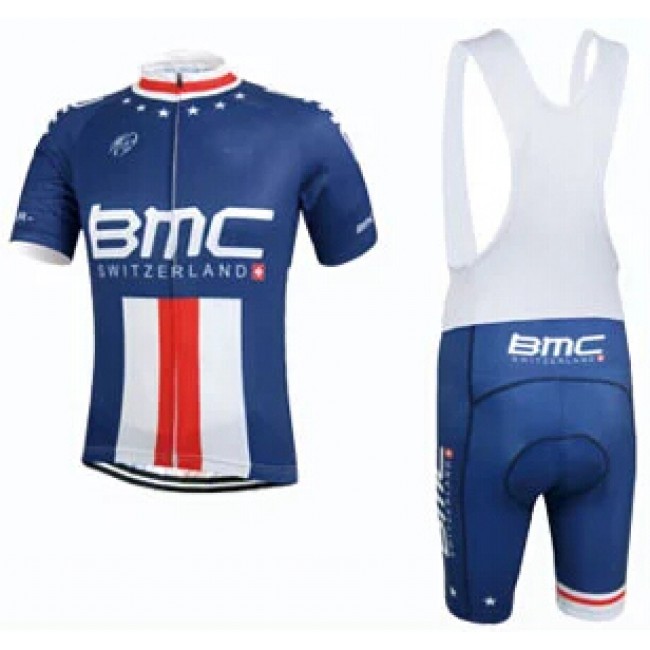 2015 BMC Proteam Fahrradbekleidung Satz Fahrradtrikot Kurzarm Trikot und Kurz Trägerhose Blau XHPB756