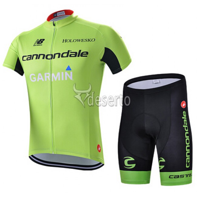 2015 Garmin Cannondale Radbekleidung Radtrikot Kurzarm und Fahrradhosen Kurz Grün VPFH723