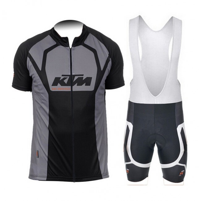2015 KTM Fahrradbekleidung Satz Fahrradtrikot Kurzarm Trikot und Kurz Trägerhose gris LKAM593