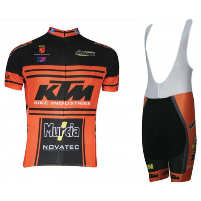 2015 KTM Fahrradbekleidung Satz Fahrradtrikot Kurzarm Trikot und Kurz Trägerhose Schwarz orange OZHL785