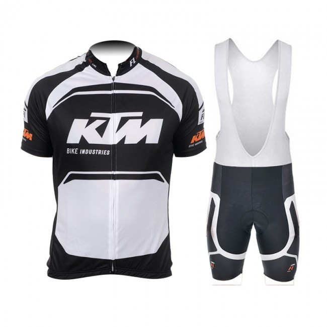 2015 KTM Proteam Schwarz Weiß Fahrradbekleidung Satz Fahrradtrikot Kurzarm Trikot und Kurz Trägerhose SSPS244