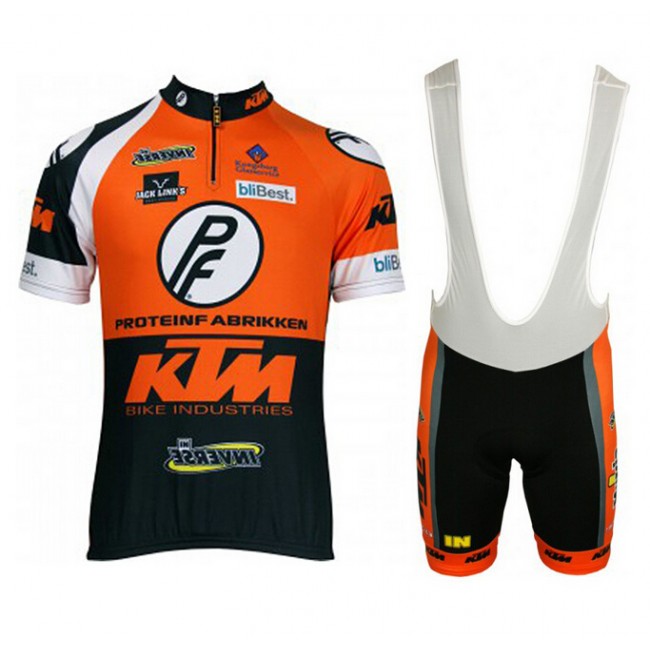 2015 KTM Fahrradbekleidung Satz Fahrradtrikot Kurzarm Trikot und Kurz Trägerhose orange WRMJ288