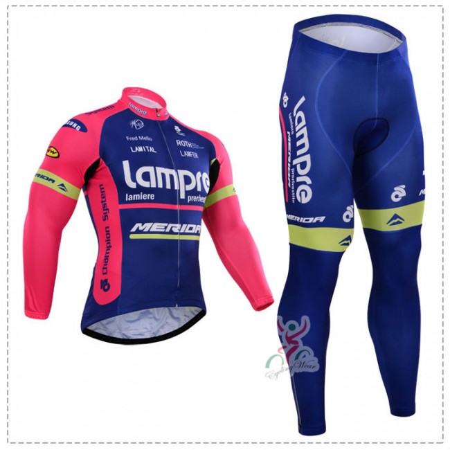 2015 Lampre Fahrradbekleidung Radtrikot Satz Langarm und Lange Fahrradhose YSYO164