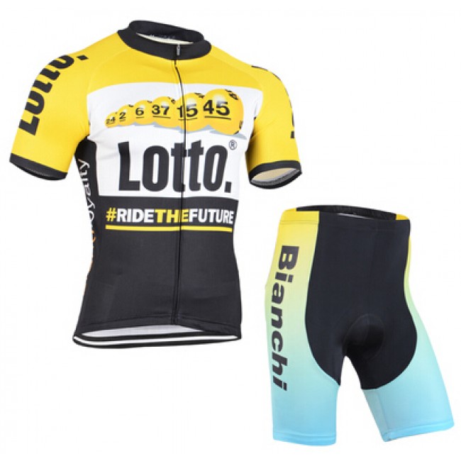2015 Lotto fahrradbekleidung Satz Radtrikot Kurzarm und Bianchi Kurz Radhose EROK113