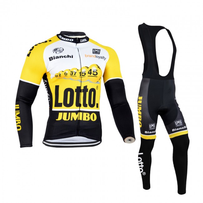 2015 Lotto Fahrradbekleidung Radtrikot Satz Langarm und Lange Trägerhose MHBB511