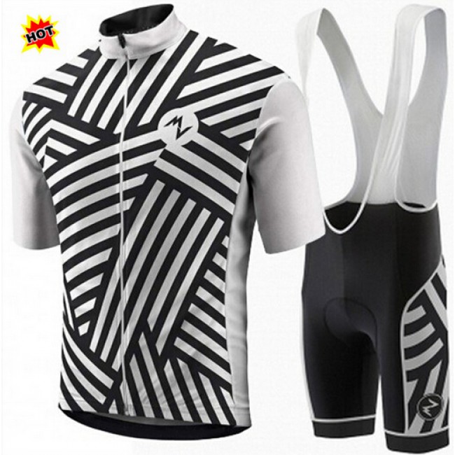 2015 MORVELO Fahrradbekleidung Satz Fahrradtrikot Kurzarm Trikot und Kurz Trägerhose schwarz Weiß LDEZ463