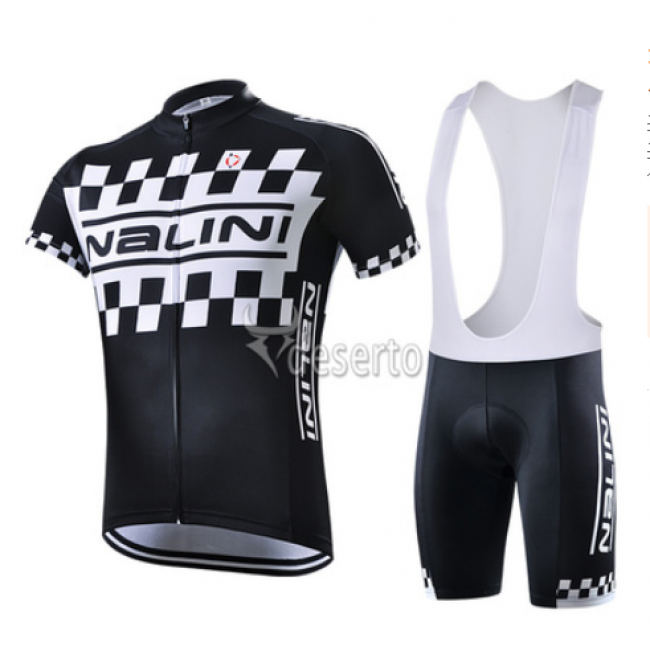 2015 Nalini Racing-Drapeau Schwarz Fahrradbekleidung Satz Fahrradtrikot Kurzarm Trikot und Kurz Trägerhose XJUB673