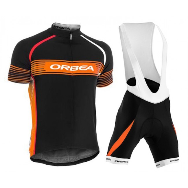 2015 Orbea Schwarz-Gelb Fahrradbekleidung Satz Fahrradtrikot Kurzarm Trikot und Kurz Trägerhose GKRG554