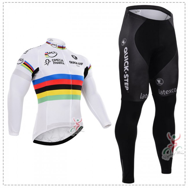 2015 Quick Step Fahrradbekleidung Radtrikot Satz Langarm und Lange Fahrradhose CYGE949