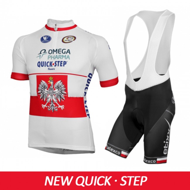 2015 Omega Pharma Quick Step Fahrradbekleidung Satz Fahrradtrikot Kurzarm Trikot und Kurz Trägerhose DLHU555