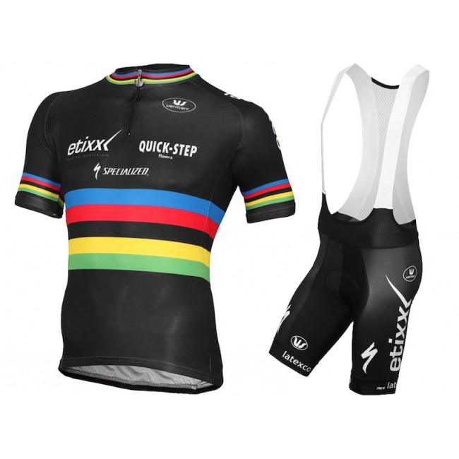 Etixx Quick-Step Champion Du Monde 2015 Fahrradbekleidung Satz Fahrradtrikot Kurzarm Trikot und Kurz Trägerhose NSOJ141