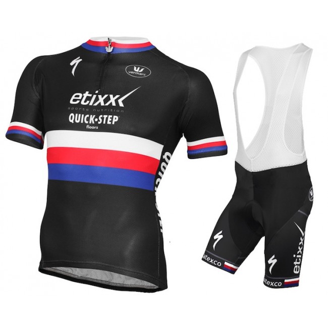 Etixx Quick-Step Champion Tsjechisch 2015 Fahrradbekleidung Satz Fahrradtrikot Kurzarm Trikot und Kurz Trägerhose SYPS937