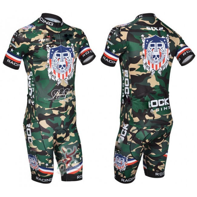 2015 Rock Racing Radbekleidung Radtrikot Kurzarm und Fahrradhosen Kurz Camouflage TZLQ461