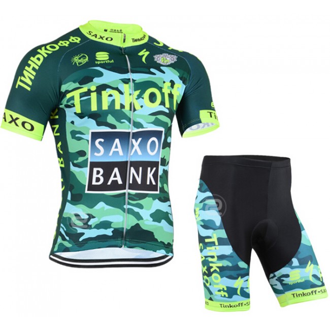 2015 Tinkoff Saxo Bank Camouflage Radbekleidung Radtrikot Kurzarm und Fahrradhosen Kurz EKHK574