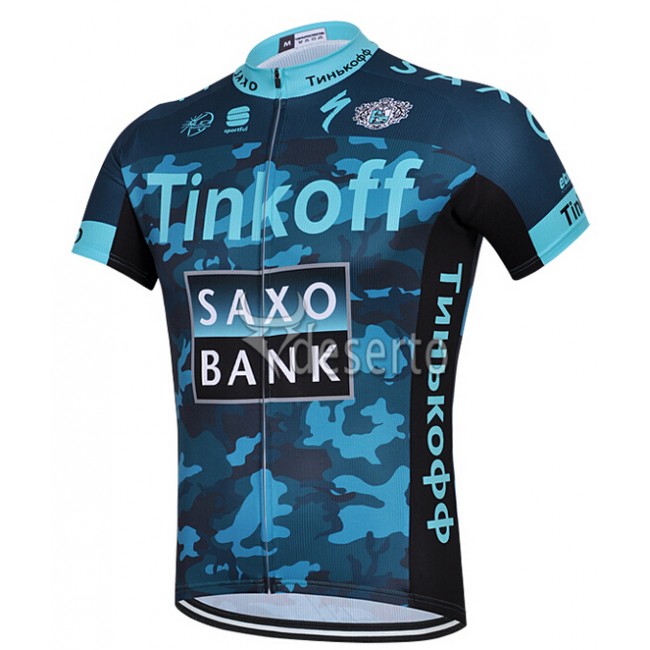 2015 Saxo Bank Tinkoff Radtrikot Kurzarm Camouflage Blau GJPR286