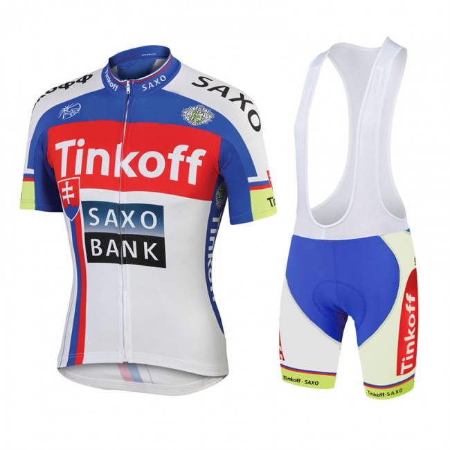 2015 Saxo bank Tionkff Fahrradbekleidung Satz Fahrradtrikot Kurzarm Trikot und Kurz Trägerhose Blau XIIU523