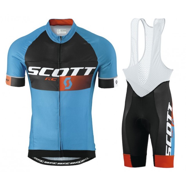 2015 Scott RC Pro Schwarz-Blau Fahrradbekleidung Satz Fahrradtrikot Kurzarm Trikot und Kurz Trägerhose CGTS486