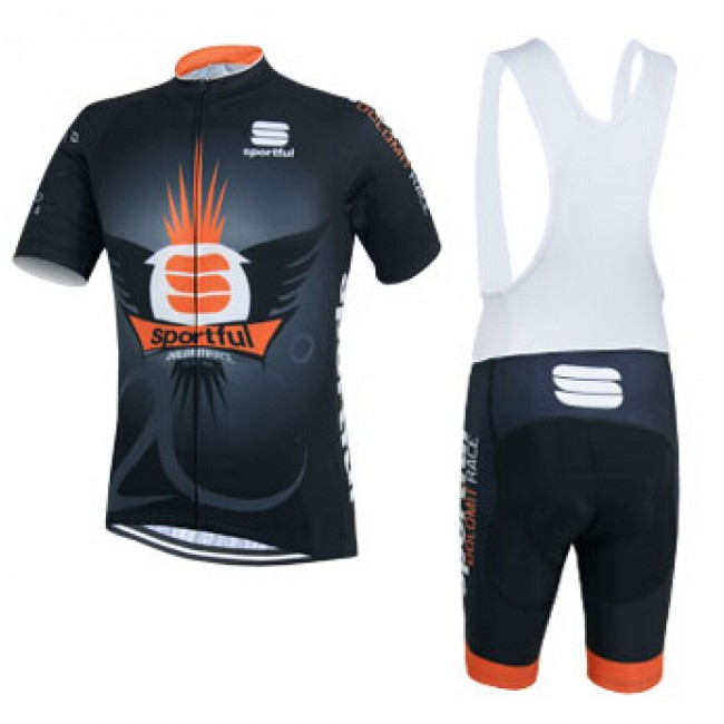 2015 Sportful orange Schwarz Fahrradbekleidung Satz Fahrradtrikot Kurzarm Trikot und Kurz Trägerhose MEAB153