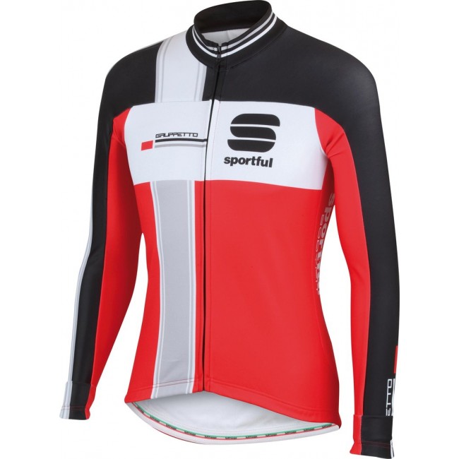 2015 Sportful Gruppetto LS Rood Fahrradtrikot Langarm Rouge VQAB887