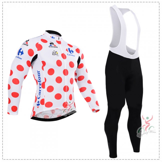 2015 Tour de France Fahrradbekleidung Radtrikot Satz Langarm und Lange Trägerhose JGPO867