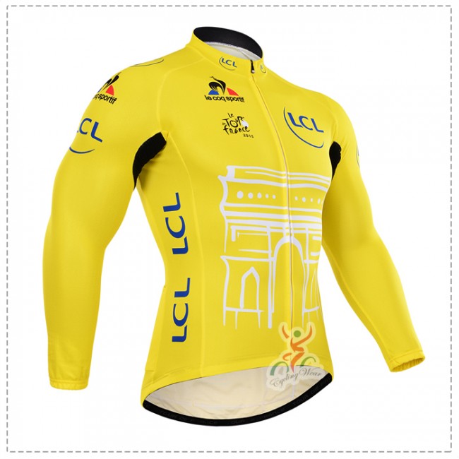 2015 Tour de France Fahrradtrikot Langarm jaune TDLQ383